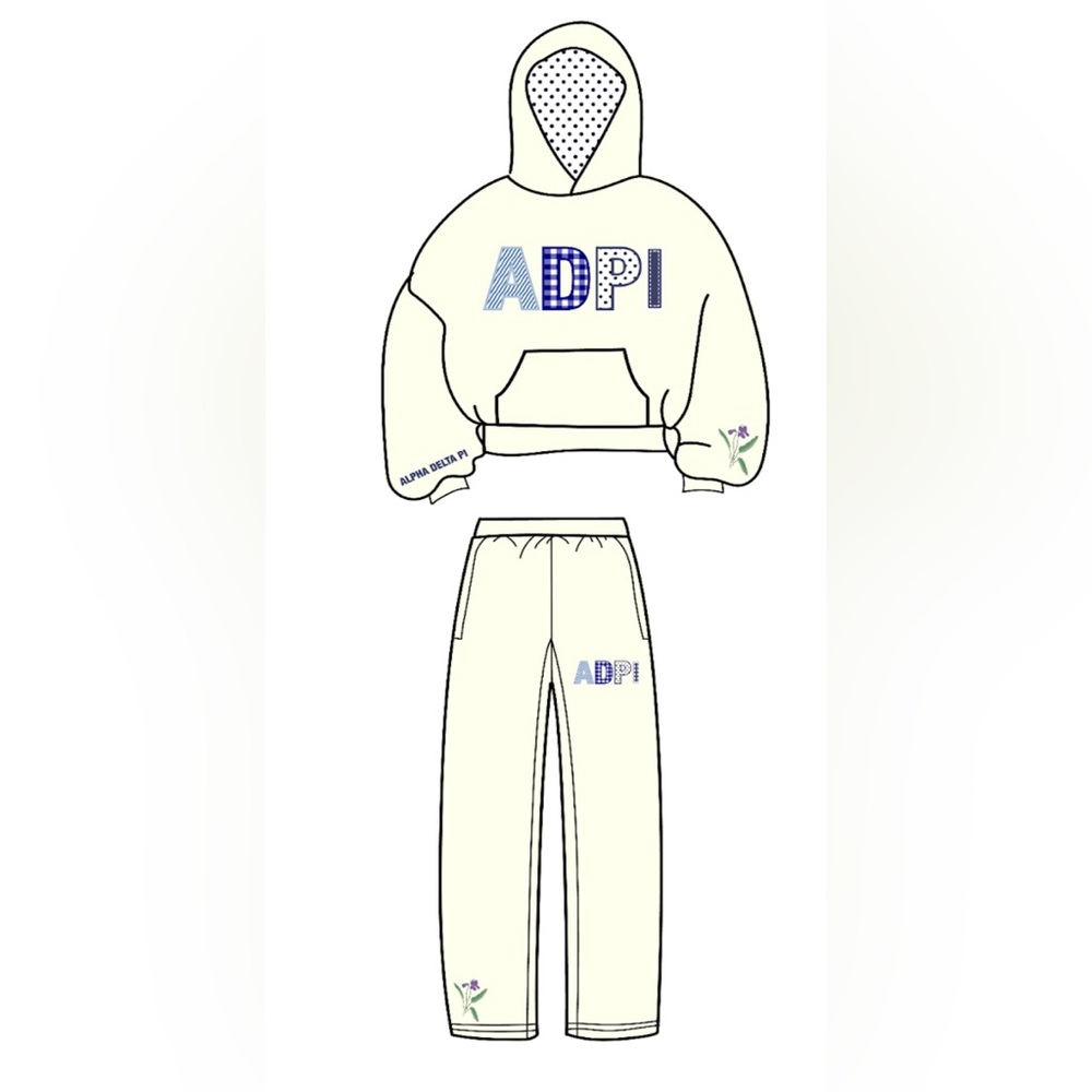 Elegant White Wide Leg Sweatpants with Embroidered Design - Picture 2 of 2
